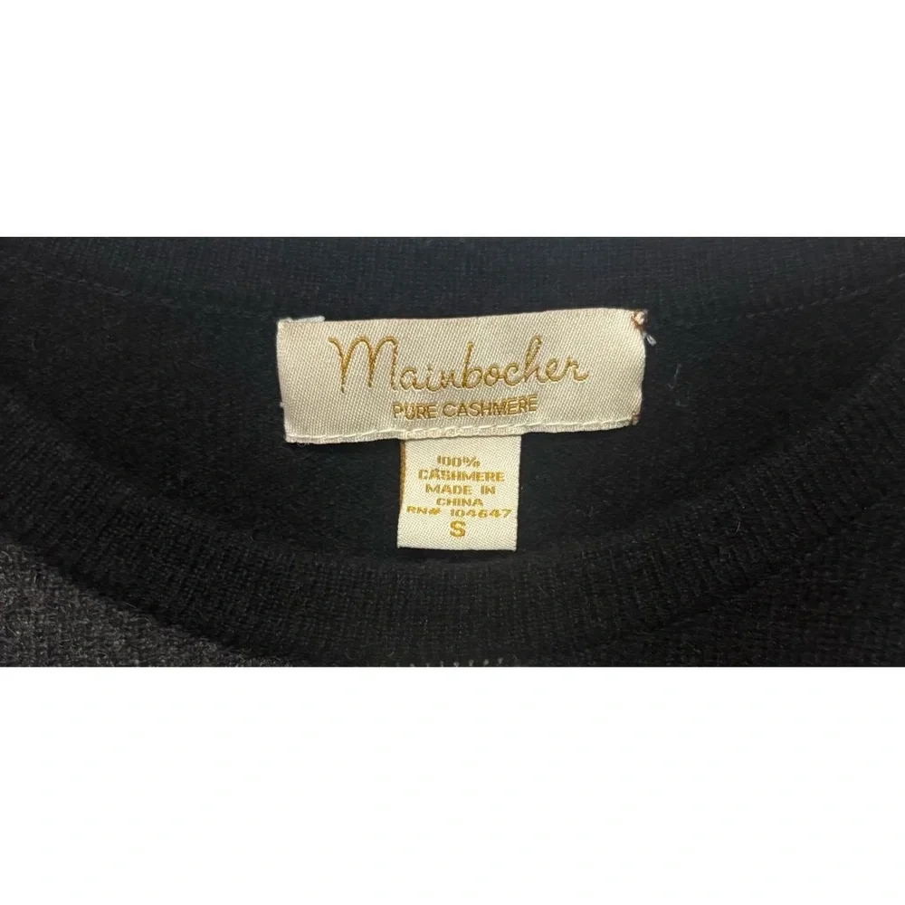 Mainbocher‎ Women's Small Cashmere Argyle Crewneck Sweater Black Gray Cream